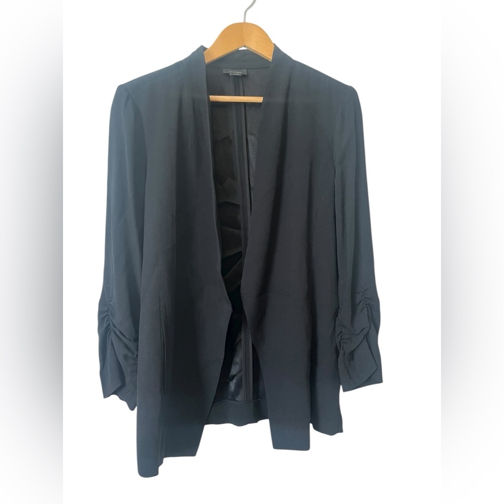 Halogen Women’s Black Open-Front Blazer With Shoulder Pads Size Large